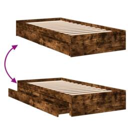 Berkfield Home Bed Frame w/Drawers Frame Smoked Oak 75x190 cm Small Single in Brown - thumbnail 7