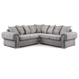 Furnishings For Less UK Milan 5 Seater L Shaped 2 Corner 2 Sofa Scatter Back Chesterfield Grey - thumbnail 1