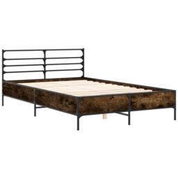 Berkfield Home Bed Frame without Mattress Smoked Oak 135x190 cm Double in Brown - thumbnail 3