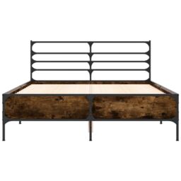 Berkfield Home Bed Frame without Mattress Smoked Oak 135x190 cm Double in Brown - thumbnail 4