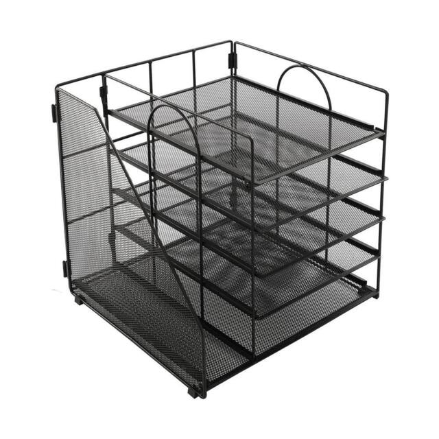 VOGREX 5-Tier Mesh Metal Desktop Organizer Office Pen Storage in Black - image 1