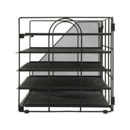 VOGREX 5-Tier Mesh Metal Desktop Organizer Office Pen Storage in Black - thumbnail 3