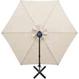 tectake Parasol 360° rotating umbrella, LED solar-powered, 3.5 x 3.5 m in Beige - Size: Large - thumbnail 7
