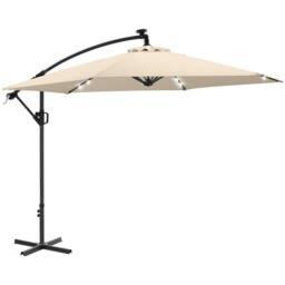 tectake Parasol 360° rotating umbrella, LED solar-powered, 3.5 x 3.5 m in Beige - Size: Large - thumbnail 2