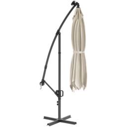 tectake Parasol 360° rotating umbrella, LED solar-powered, 3.5 x 3.5 m in Beige - Size: Large - thumbnail 3
