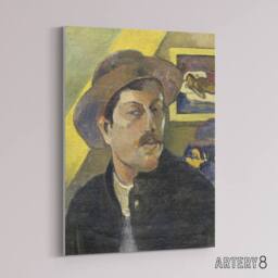 "Artery8 Self Portrait in a Hat Paul Gauguin Canvas Wall Art Print - Size: W12"" x H16""" - thumbnail 2