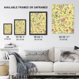 Artery8 Owen Jones Vintage Chinese Flower Pattern Framed Wall Art Print in Yellow - Size: A4 - thumbnail 3