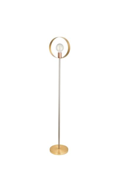 Netlighting Hoop Complete Floor Lamp Brushed Brass Nickel Copper Plate in Gold - image 1