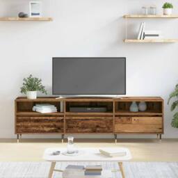Berkfield Home TV Cabinet Old Wood 150x30x44.5 cm Engineered Wood in Brown - thumbnail 4