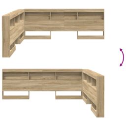 Berkfield Home Storage Headboard with Shelf Sonoma oak 200 cm Engineered wood in Brown - thumbnail 9