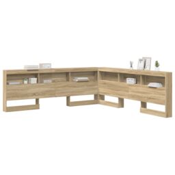 Berkfield Home Storage Headboard with Shelf Sonoma oak 200 cm Engineered wood in Brown - thumbnail 3