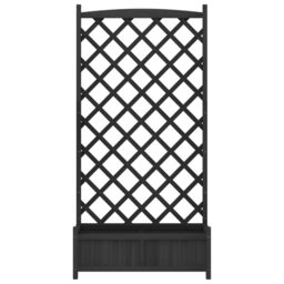 Berkfield Home Planter with Trellis Black Solid Wood Fir - thumbnail 4