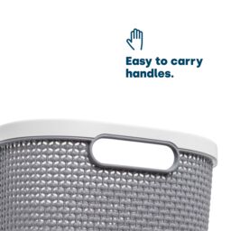 LIVIVO Grey Plastic Woven Effect Organiser Basket 22L - Size: Small - thumbnail 5