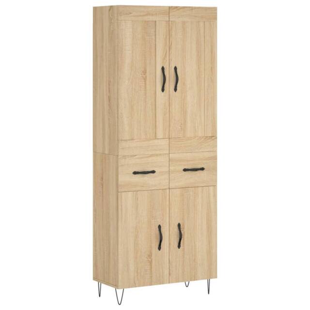 Berkfield Home Highboard Sonoma Oak 69.5x34x180 cm Engineered Wood in Light Brown - image 1