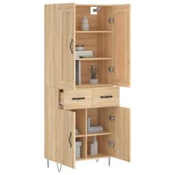 Berkfield Home Highboard Sonoma Oak 69.5x34x180 cm Engineered Wood in Light Brown - thumbnail 3