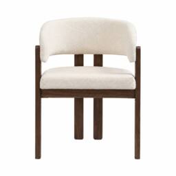 Rolipo Set of 4 Solid Wood Dining Chairs in Walnut with Beige Boucle in Brown - thumbnail 9