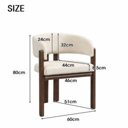 Rolipo Set of 4 Solid Wood Dining Chairs in Walnut with Beige Boucle in Brown - thumbnail 5