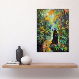 "Artery8 Dog Lover Black Labrador Pet In Lush Forest Wall Art Print in Green - Size: W18"" x H24""" - thumbnail 4