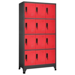 Berkfield Home Locker Cabinet Anthracite & Red 90x45x180 cm Steel in Black - Size: 90 x 45 x 180 cm