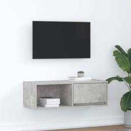 Berkfield Home TV Cabinet Concrete Grey 80x31x25.5 cm Engineered Wood - thumbnail 2