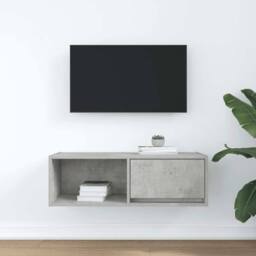 Berkfield Home TV Cabinet Concrete Grey 80x31x25.5 cm Engineered Wood - thumbnail 3