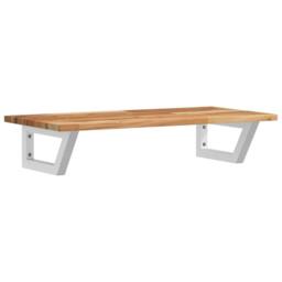 Berkfield Home Elegant Basin Shelf Wall Mounted Steel & Solid Wood Acacia in Brown - thumbnail 3