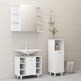 3 Piece Bathroom Furniture Set White Engineered Wood - thumbnail 1
