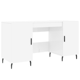 Desk High Gloss White 140x50x75 cm Engineered Wood - thumbnail 2