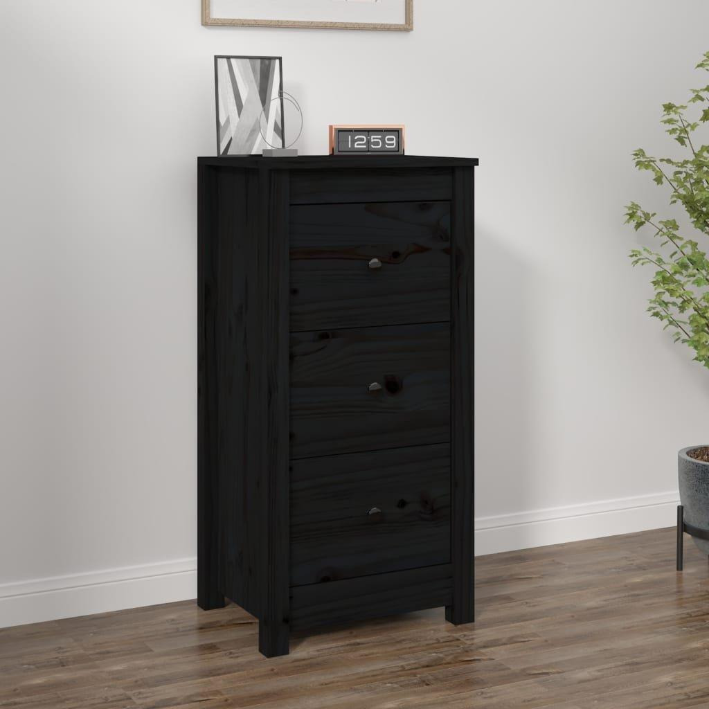 Sideboard Black 40x35x80 cm Solid Wood Pine - image 1