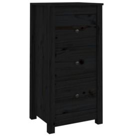 Sideboard Black 40x35x80 cm Solid Wood Pine - thumbnail 2