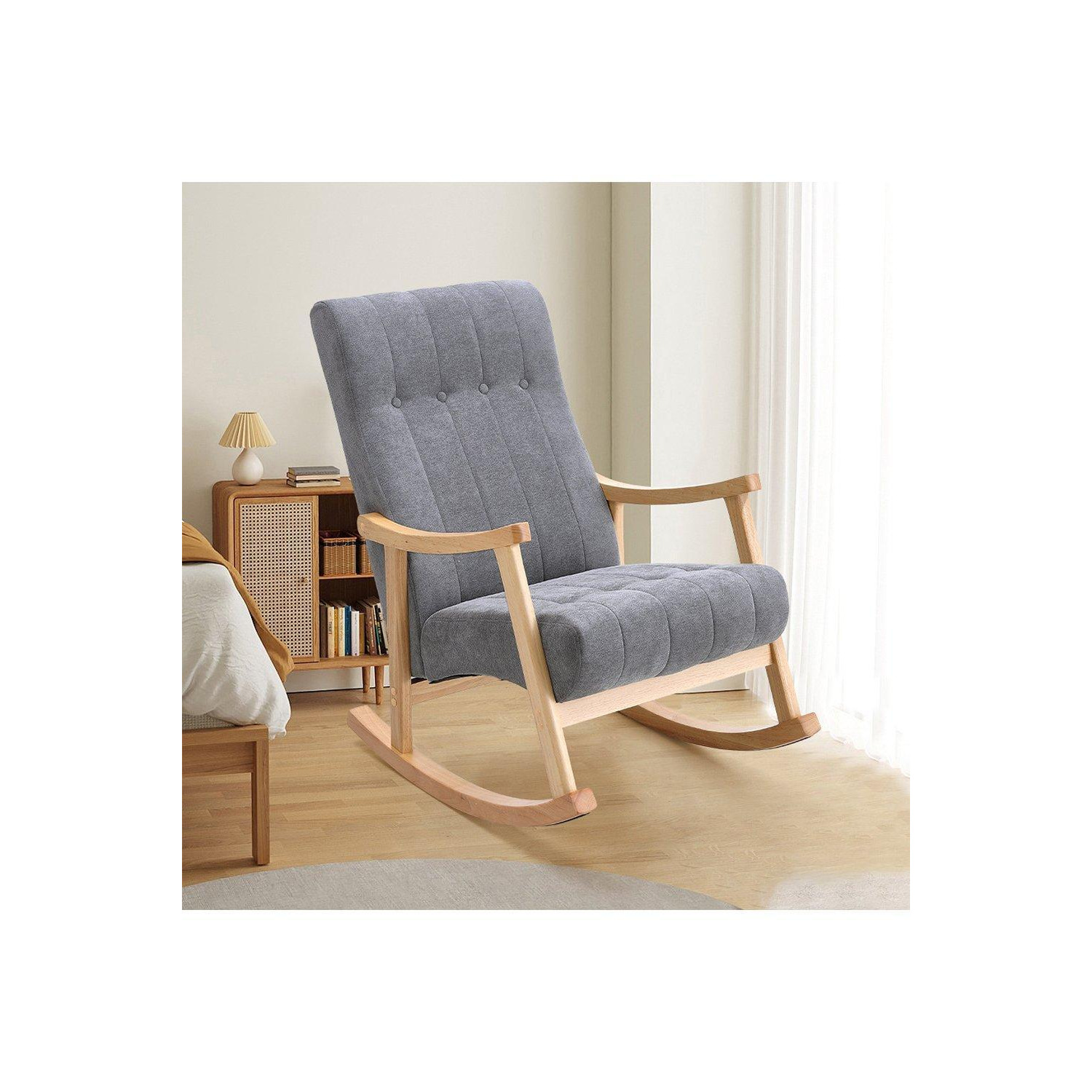 Modern Style Upholstered Tufting Rocking Chair - image 1