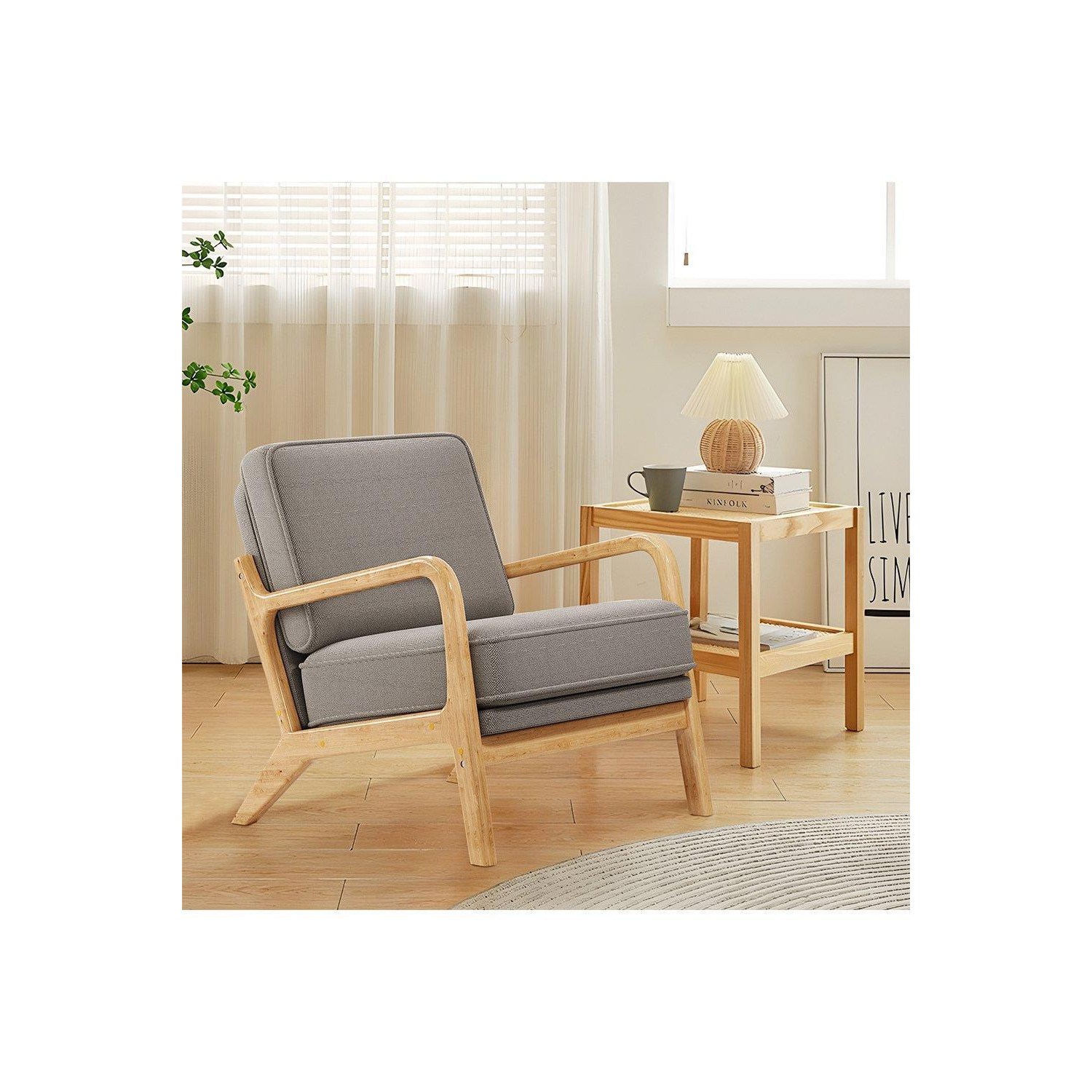 Modern Style Velvet Wooden Armchair - image 1