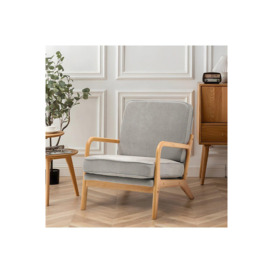 Modern Style Velvet Wooden Armchair - thumbnail 2