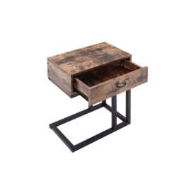Industrial Style 1 Drawer Metal Rustic Side Table