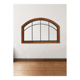 Rustic Brown Wood Arch Wall Mirror - thumbnail 1