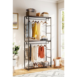 2 Tier Clothing Rack with Storage Shelves - thumbnail 1