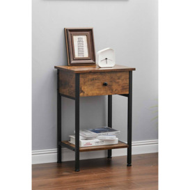Industrial Side Table with Drawer and Shelf