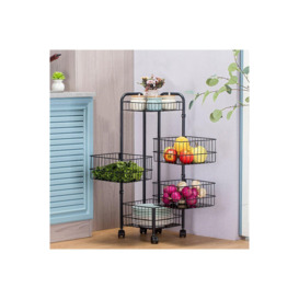 4-Layer Detachable Rotating Trolley Cart Scalable Spice Rack Vegetable Fruit Storage Basket Organizer for Kitchen - thumbnail 2