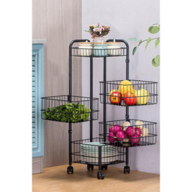 4-Layer Detachable Rotating Trolley Cart Scalable Spice Rack Vegetable Fruit Storage Basket Organizer for Kitchen - thumbnail 1