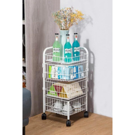 4-Layer Detachable Rotating Trolley Cart Scalable Spice Rack Vegetable Fruit Storage Basket Organizer for Kitchen