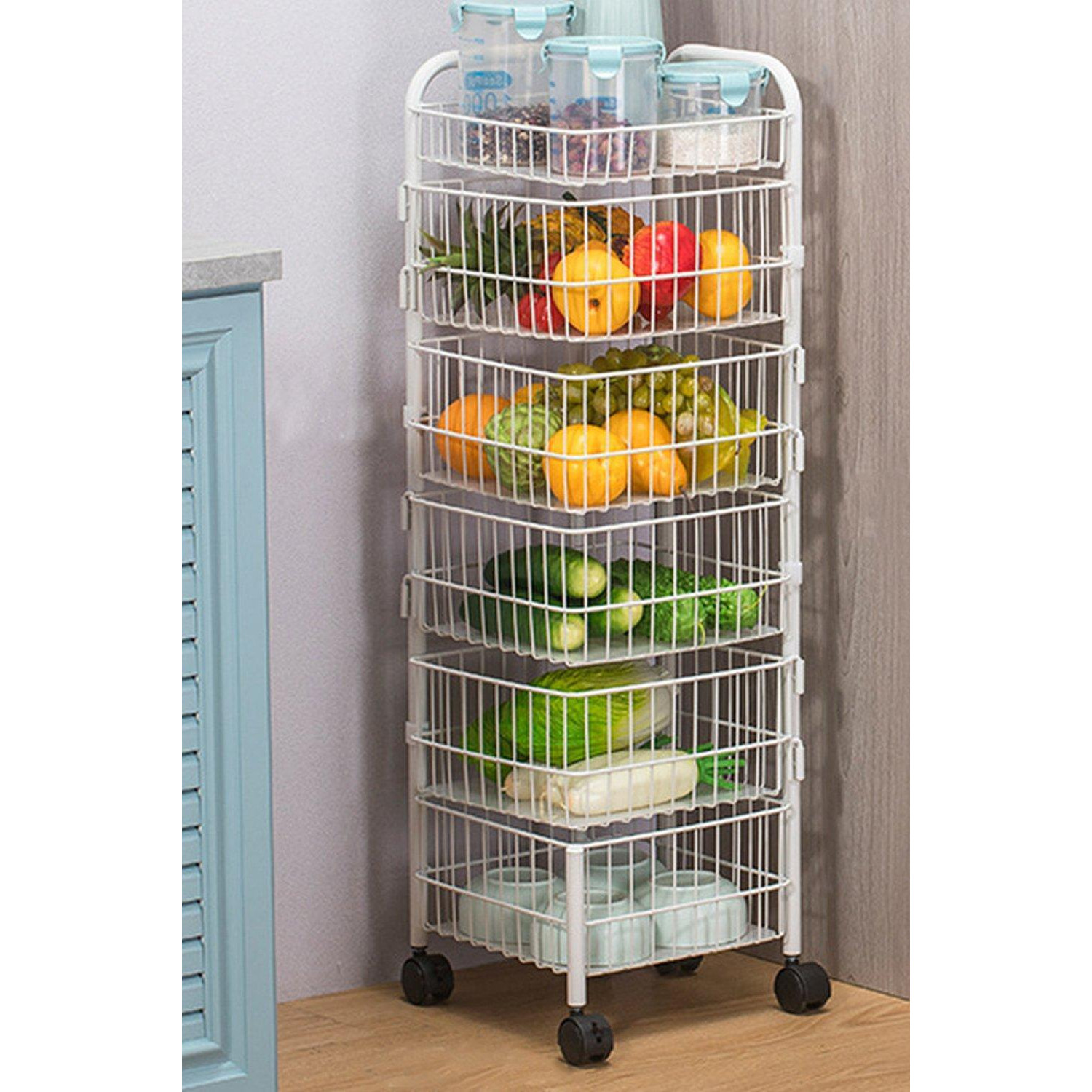 4-Layer Detachable Rotating Trolley Cart Scalable Spice Rack Vegetable Fruit Storage Basket Organizer for Kitchen - image 1