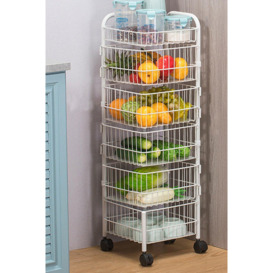 4-Layer Detachable Rotating Trolley Cart Scalable Spice Rack Vegetable Fruit Storage Basket Organizer for Kitchen - thumbnail 1