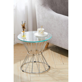 Hourglass Round Glass Small Sofa Side Table