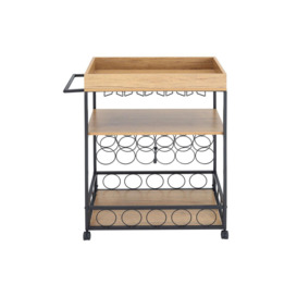 81×40×94cm Metallic Rolling Serving Bar Cart with Wine Rack and Glass Cup Holder - thumbnail 3