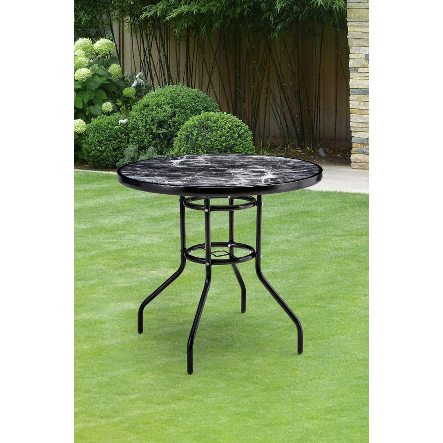 Garden Round Tempered Glass Marble Coffee Table - image 1