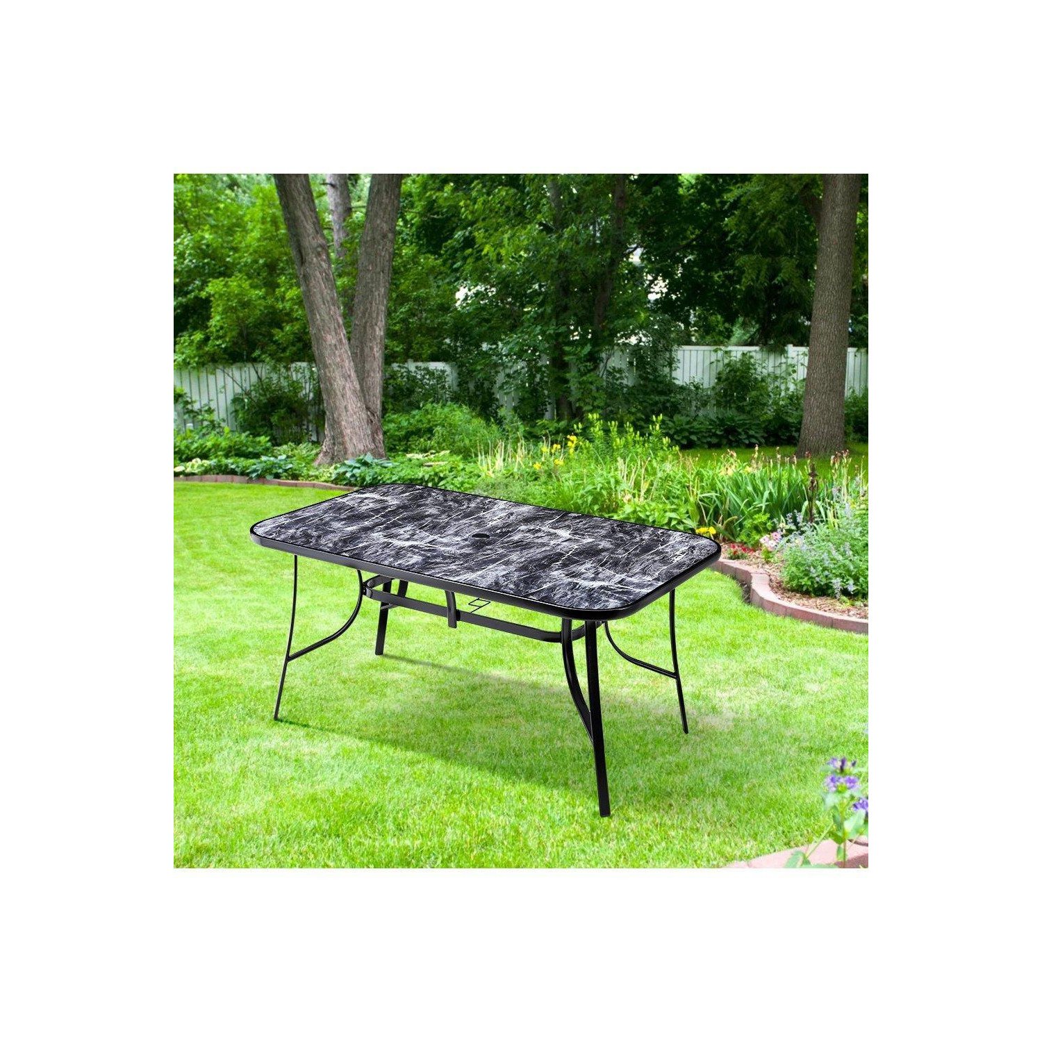 Garden Rectangular Tempered Glass Marble Coffee Table - image 1