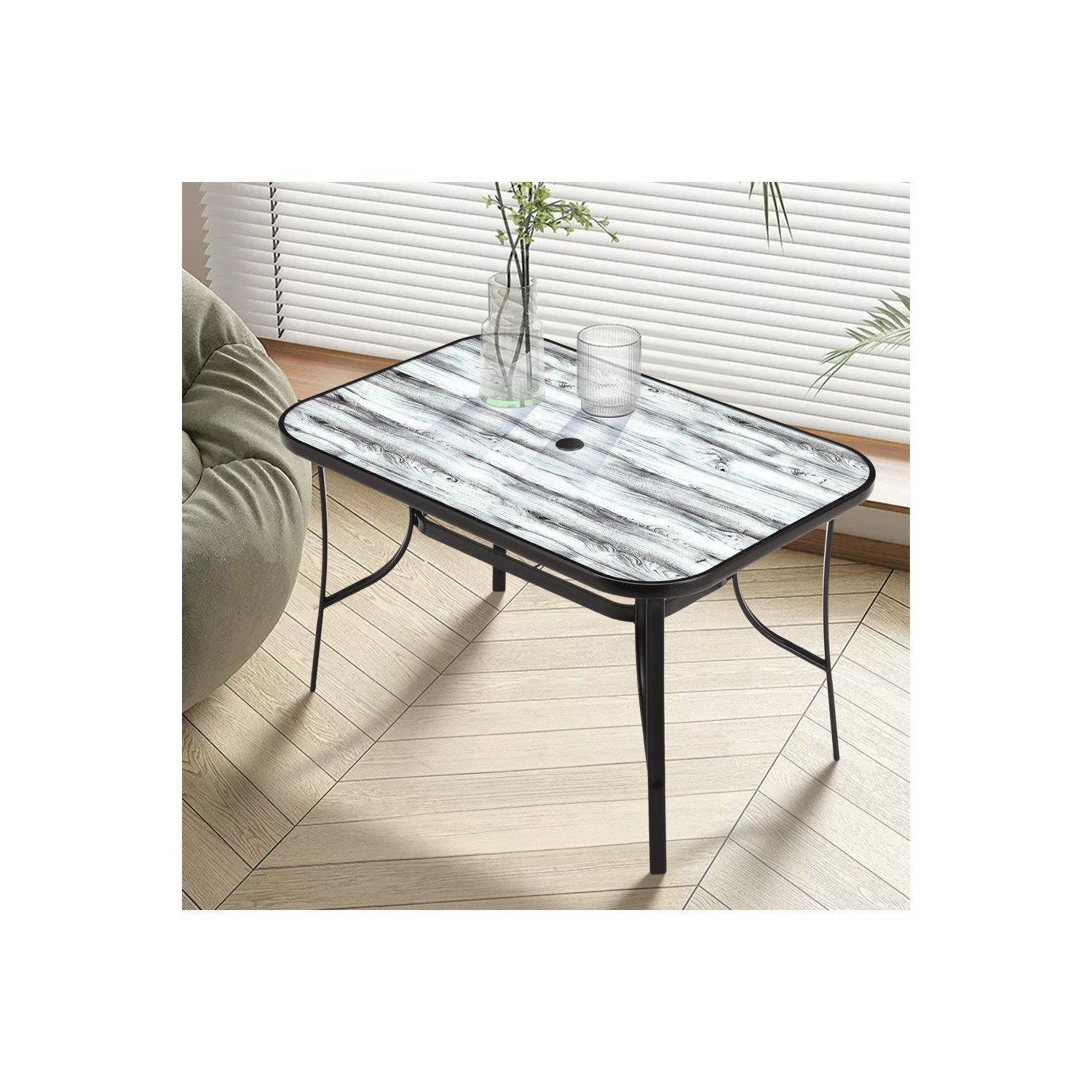 Garden Rectangular Tempered Glass Marble Coffee Table - image 1