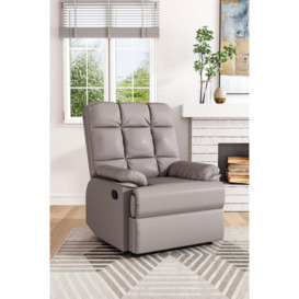 Khaki Checkered Faux Leather Upholstered Recliner Armchair - thumbnail 1