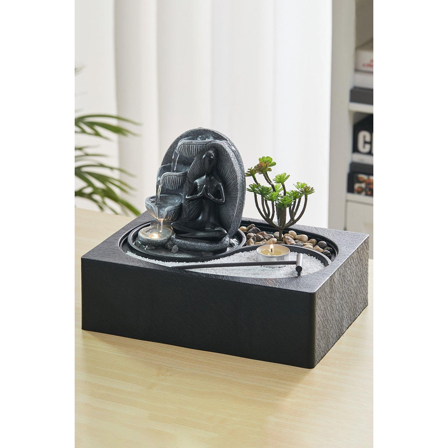 Meditator Statue Tabletop Water Fountain with LED Light - image 1