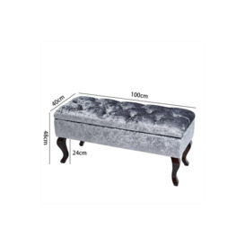 Grey Ice Velvet Button Tufted Upholstered Storage Ottoman Bench - thumbnail 3
